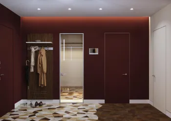 Интерьер прихожей с зеркалом на двери  смотреть на Basicdecor