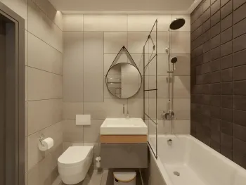 Интерьер ванной cовмещенным санузлом  смотреть на Basicdecor