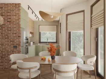 Интерьер кухни с жалюзи и дверными жалюзи  смотреть на Basicdecor