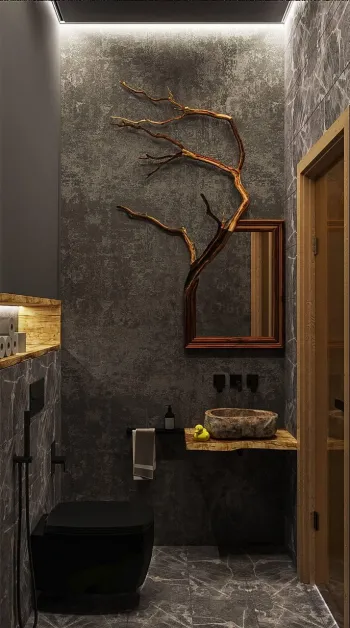 Интерьер ванной с аквариумом в стене  смотреть на Basicdecor