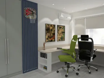 Интерьер c рабочим местом в современном стиле смотреть на Basicdecor