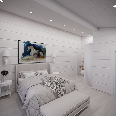 Интерьер спальни с в деревянном доме  смотреть на Basicdecor