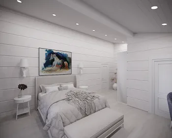 Интерьер спальни с в деревянном доме  смотреть на Basicdecor