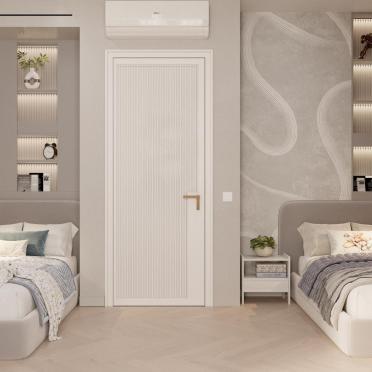 Интерьер спальни с дверными жалюзи  смотреть на Basicdecor