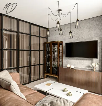 Интерьер гостиной в стиле лофт смотреть на Basicdecor