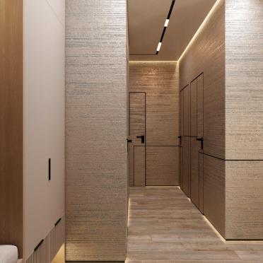 Интерьер прихожей с проходной и с подсветкой  смотреть на Basicdecor