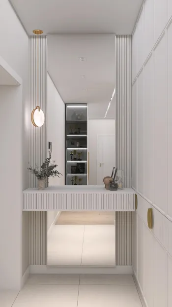Интерьер прихожей с проходной и ресепшном  смотреть на Basicdecor