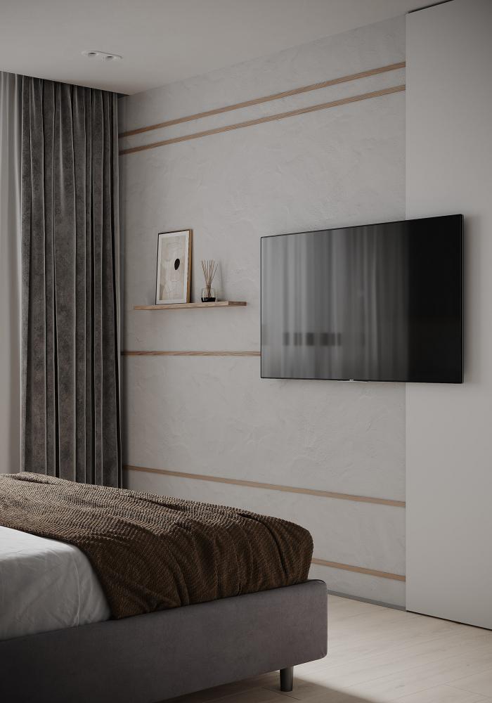 Спальни с телевизором на стене: подборка картинок