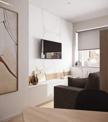 Интерьер кухни с жалюзи и дверными жалюзи  смотреть на Basicdecor