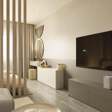 Интерьер спальни с нишей с подсветкой и с подсветкой  смотреть на Basicdecor