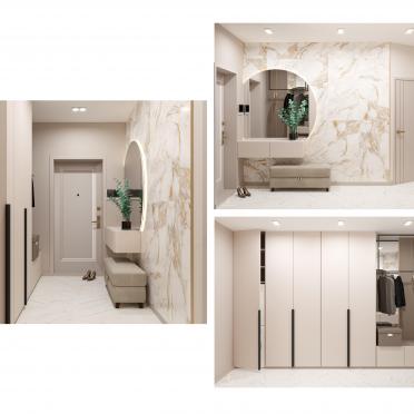 Интерьер прихожей с зеркалом на двери  смотреть на Basicdecor