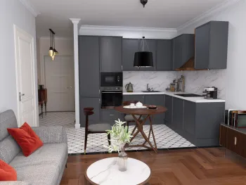 Интерьер кухни с без окна  смотреть на Basicdecor