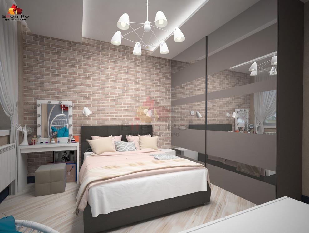 Интерьер спальни cветовыми линиями, подсветкой настенной, подсветкой светодиодной, светильниками над кроватью и с подсветкой в классическом стиле