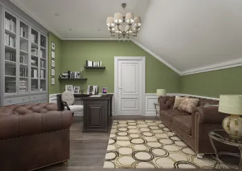 Интерьер гостиной c рабочим местом в современном стиле смотреть на Basicdecor