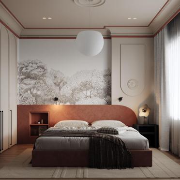 Интерьер спальни cветильниками над кроватью  смотреть на Basicdecor