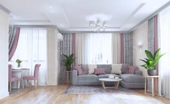 Интерьер гостиной с три окна в неоклассике смотреть на Basicdecor