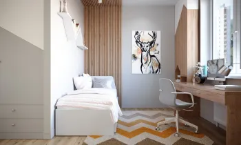 Интерьер детской c рабочим местом в скандинавском стиле смотреть на Basicdecor