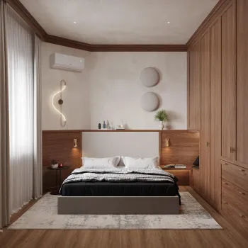 Интерьер спальни cветильниками над кроватью  смотреть на Basicdecor