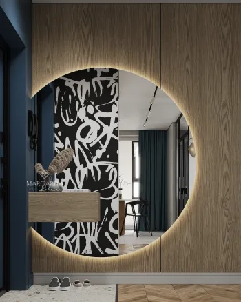 Интерьер с зеркалом на двери  смотреть на Basicdecor
