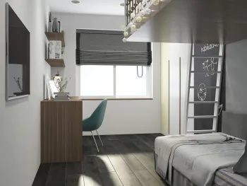 Интерьер детской с жалюзи и дверными жалюзи  смотреть на Basicdecor