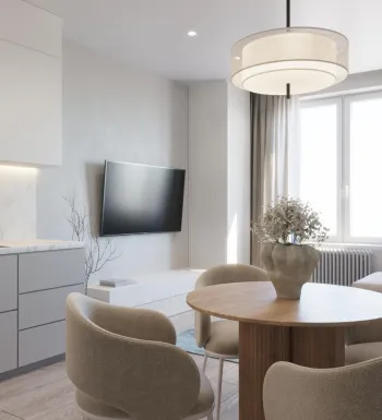 Интерьер столовой cветильниками над кроватью  смотреть на Basicdecor