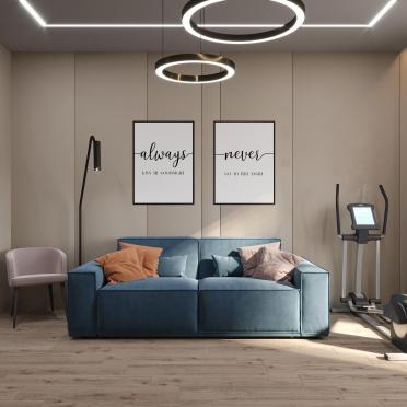 Интерьер спальни cветовыми линиями  смотреть на Basicdecor