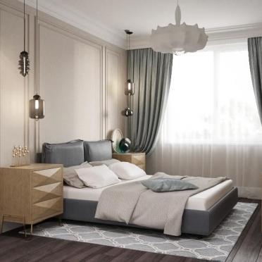 Интерьер спальни cветильниками над кроватью  смотреть на Basicdecor