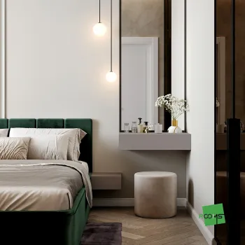 Интерьер спальни cветильниками над кроватью  смотреть на Basicdecor