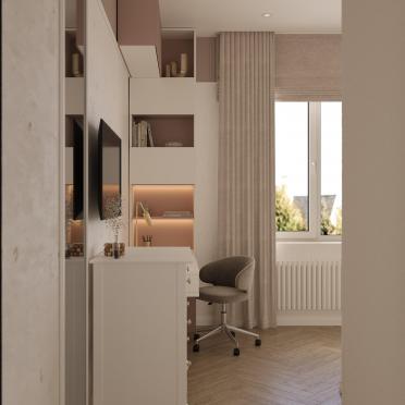 Интерьер с зонированием шторами и жалюзи  смотреть на Basicdecor