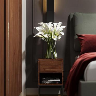 Интерьер спальни с шкафом у кровати  смотреть на Basicdecor