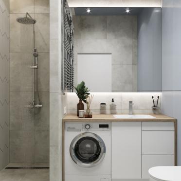 Интерьер ванной с постирочной в современном стиле смотреть на Basicdecor