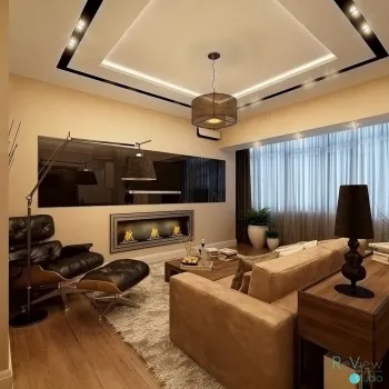 Интерьер гостиной с нишей с подсветкой и с подсветкой  смотреть на Basicdecor