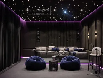 Интерьер с фиолетовой подсветкой  смотреть на Basicdecor