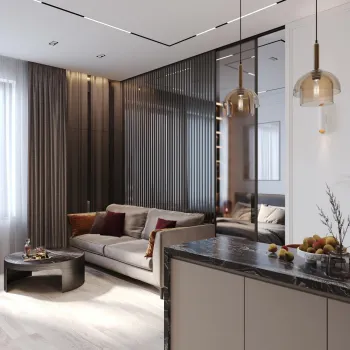 Интерьер гостиной c подсветкой  смотреть на Basicdecor