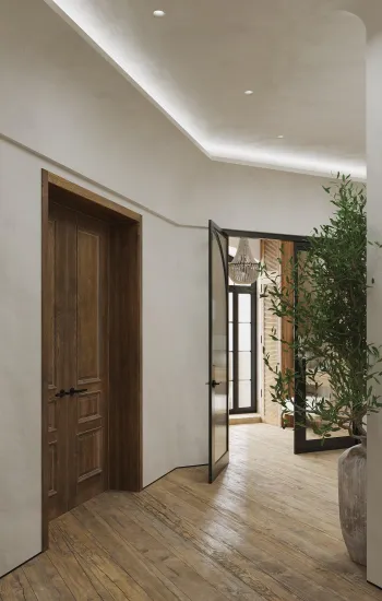 Интерьер прихожей cветовыми линиями  смотреть на Basicdecor