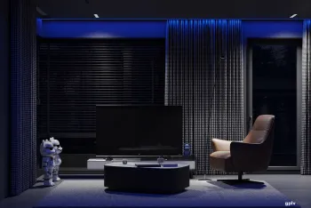 Интерьер гостиной c подсветкой  смотреть на Basicdecor