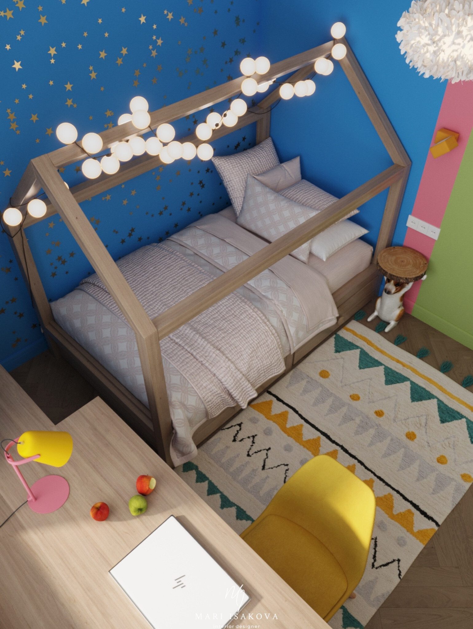 Интерьер детской с кроватью в углу в современном стиле