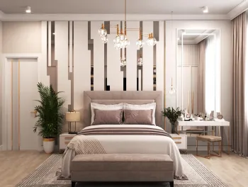 Интерьер спальни cветильниками над кроватью  смотреть на Basicdecor