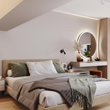 Интерьер спальни cветильниками над кроватью  смотреть на Basicdecor