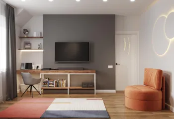 Интерьер гостиной c подсветкой  смотреть на Basicdecor