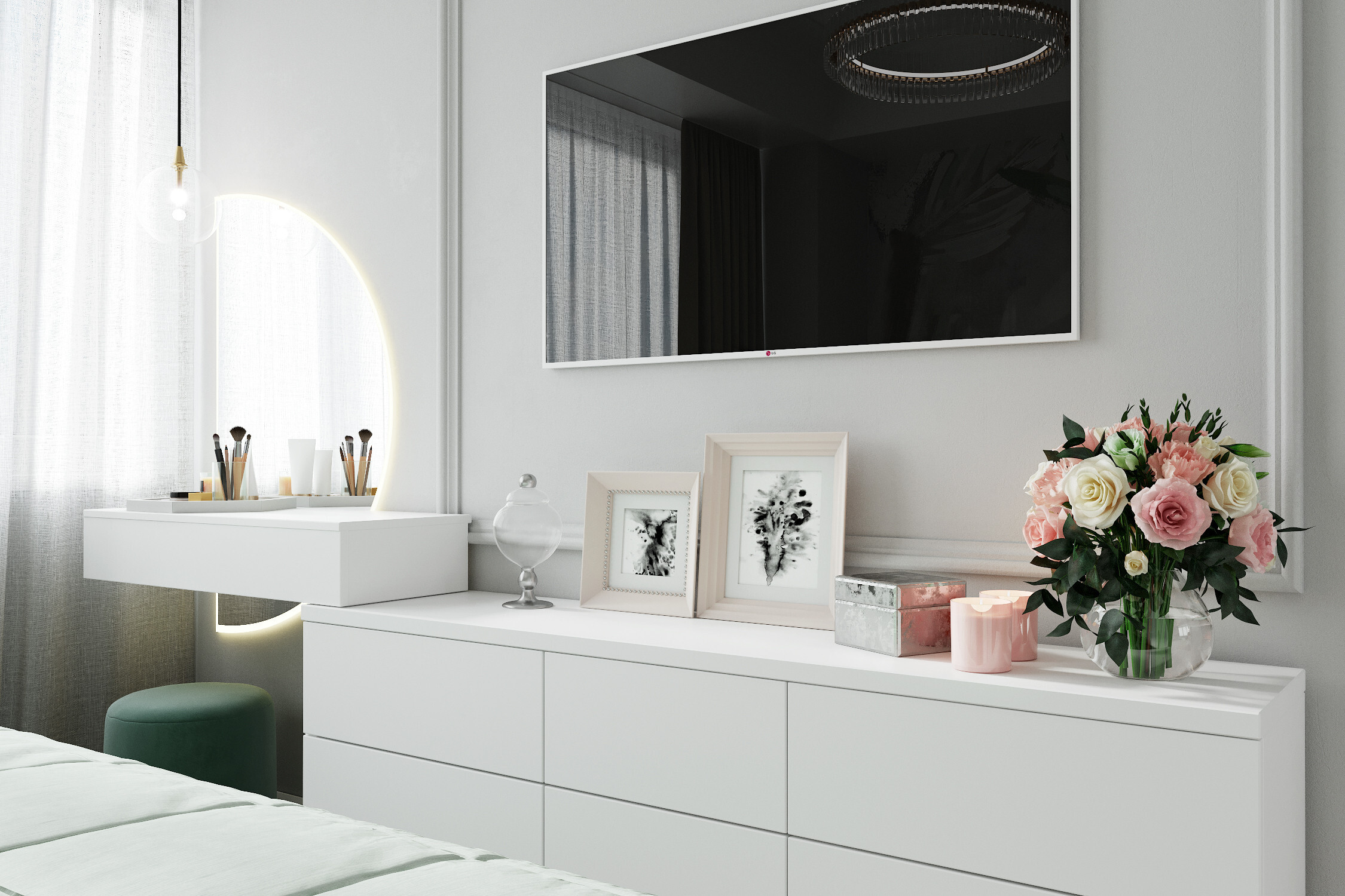 Интерьер ванной с рейками с подсветкой, подсветкой настенной, подсветкой светодиодной и светильниками над кроватью в современном стиле