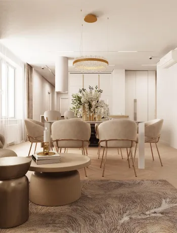 Интерьер столовой с аркой  смотреть на Basicdecor