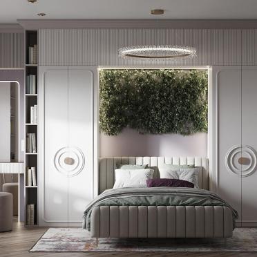 Интерьер спальни cветильниками над кроватью  смотреть на Basicdecor