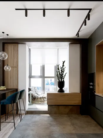 Интерьер кухни с балконом  смотреть на Basicdecor