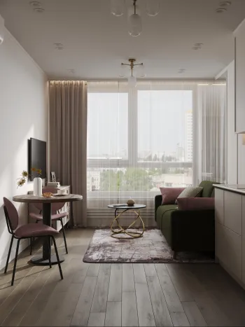 Интерьер гостиной с панорамными окнами  смотреть на Basicdecor