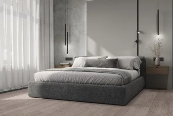 Интерьер спальни с кроватью в нише  смотреть на Basicdecor