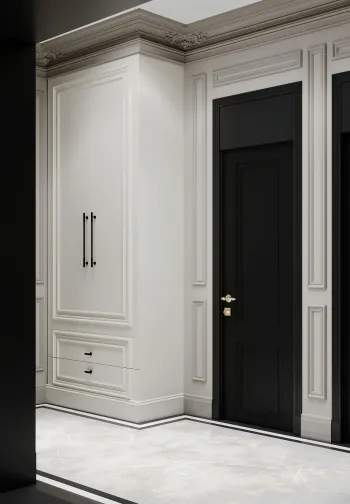 Интерьер прихожей с зеркалом на двери  смотреть на Basicdecor