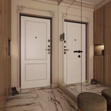 Интерьер прихожей с зеркалом на двери  смотреть на Basicdecor
