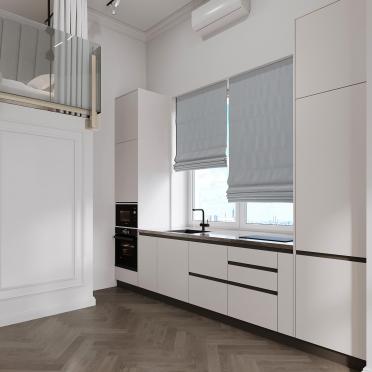 Интерьер кухни с жалюзи и дверными жалюзи  смотреть на Basicdecor