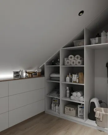 Интерьер с на мансарде в современном стиле смотреть на Basicdecor